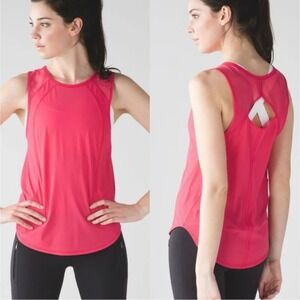 Lululemon Open Back Mesh Tank Womens Medium Pink Activewear